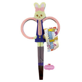 Borduurschaar met Happy Bunny 10 cm Roze