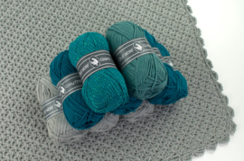 Garenpakket Shape of You omslagdoek Grijs -Blauw-Petrol Glam - versie