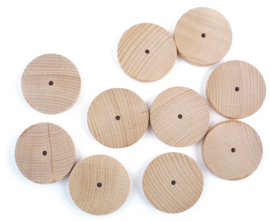 Houten wiel met gat van ±4mm 50mm (per stuk)