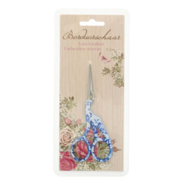 Opry Borduurschaar Ooievaar 11,5cm blauw-wit