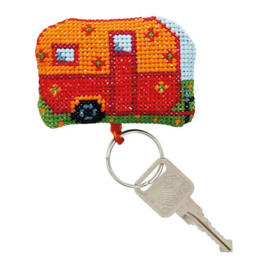 Permin Borduurpakketje sleutelhanger Caravan