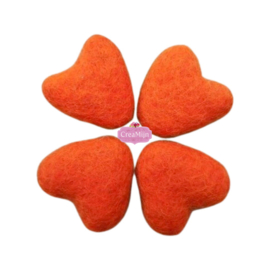 Vilten hartje van 3cm -Oranje