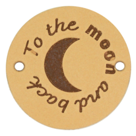 Durable Leren labels rond 3,5cm -To the moon and back per 2 stuks