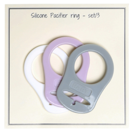 Siliconen Pacifier-Ring  (grijs/lavender set van 3) Go Handmade