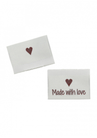 Go Handmade stoffen labels dubbelzijdig "Made by love" Sky blue 10 stuks