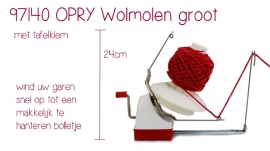 Wolmolen Opry groot met tafelklem 24cm