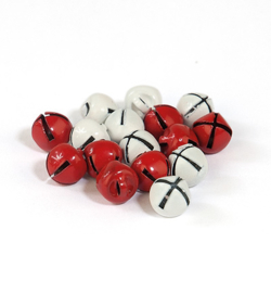 Kerstbelletjes wit en rood  8mm - 16 stuks