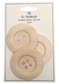 Go Handmade Houten knopen met effen rand- 3 stuks -60mm