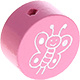 Houten kraal vlinder roze ''babyproof''