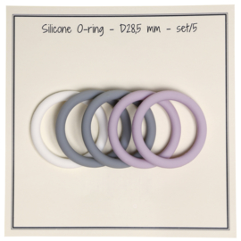 Siliconen Pacifier-Ring  (grijs/lavender set van 3) Go Handmade