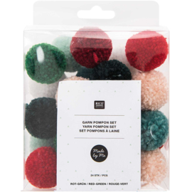 Rico Yarn Pompom set Red-Green Mix