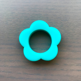 Siliconen Bloem ring Turquoise 40mm