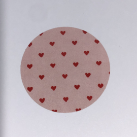 Kadosticker Rose en rode hartjes  10 st