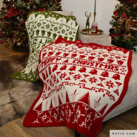 X-mas Cal mozaïek gehaakte kerst winter deken - rood/wit