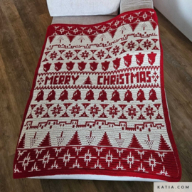 X-mas Cal mozaïek gehaakte kerst winter deken - rood/wit