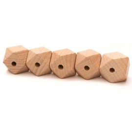 Durable houten hexagon kralen - 20mm- 5 stuks
