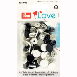 Color snaps -  Prym Love color rond 12,4mm wit, zwart en grijs