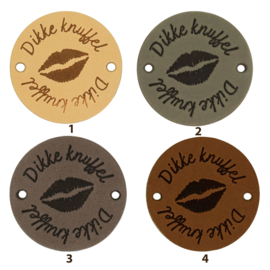 Durable Leren labels rond 3,5cm -Dikke Knuffel per 2 stuks
