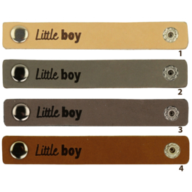 Durable leren label bandje met drukknoop van 10 x 1,5 cm - Little boy per 2 stuks