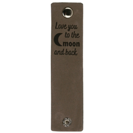 Durable Rechthoekige leren labels met drukknoop van 12 x 3 cm - Love you to the moon per 2 stuks