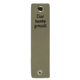 Durable Rechthoekige leren labels met drukknoop van 12 x 3 cm - Door Tante gemaakt per 2 stuks