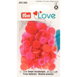 Color snaps -  Prym Love color rond 12,4mm rood, roze en coral