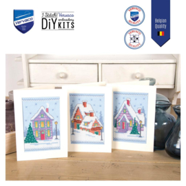 Wenskaart Winterhuisjes set van 3
