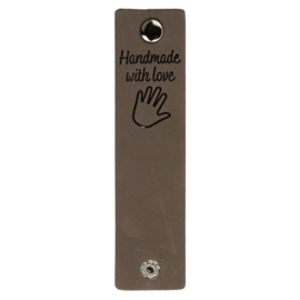 Durable Rechthoekige leren labels met drukknoop van 12 x 3 cm - Handmade with Love per 2 stuks