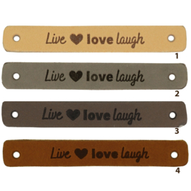 Durable leren aannaaibandje 7x1 cm - Live Love Laugh per 2 stuks