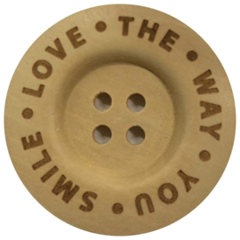 Durable houten knopen: Love the way you smile 40mm -2 stuks-