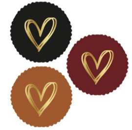Kadosticker Gouden folie hart Zwart 10 st