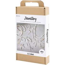 Creatieve box sieraden kettingen, armbanden,oorbellen, verguld en wit parelmoer