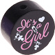 Houten kraal ''It's a Girl'' zwart ''babyproof''