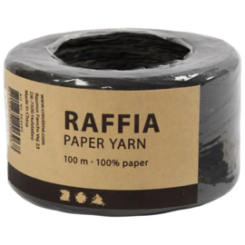 Papier Raffia garen - Zwart - 7-8mm