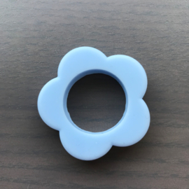 Siliconen Bloem ring Babyblauw 40mm