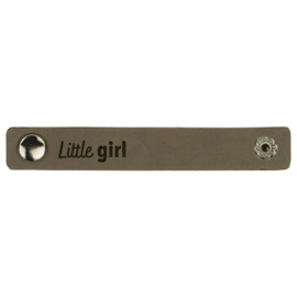 Durable leren label bandje met drukknoop van 10 x 1,5 cm - Little girl per 2 stuks