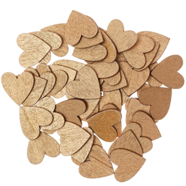 Rico houten hartjes Goud 20x20mm ±48stuks