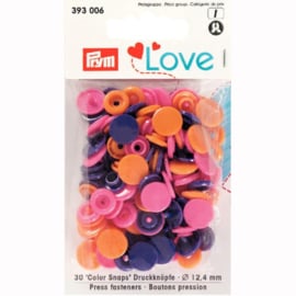 Color snaps -  Prym Love color rond 12,4mm roze, oranje en paars