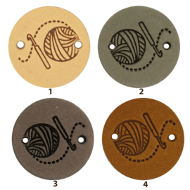 Durable Leren labels rond 2cm - Crochet per 2 stuks