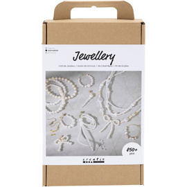 Creatieve box sieraden kettingen, armbanden,oorbellen, verguld en wit parelmoer