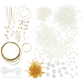 Creatieve box sieraden kettingen, armbanden,oorbellen, verguld en wit parelmoer