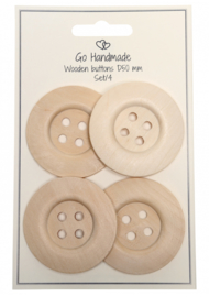 Go Handmade Houten knopen met effen rand- 4 stuks -50mm