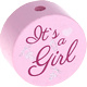 Houten kraal ''It's a Girl'' babyroze ''babyproof''