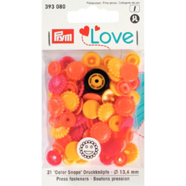 Color snaps -  Prym Love color bloem 13,6mm oranje, geel en rood