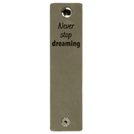 Durable Rechthoekige leren labels met drukknoop van 12 x 3 cm - Never Stop Dreaming per 2 stuks