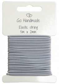 Go Handmade Elastiek koord 2mm Grey/Blue  - 5 meter