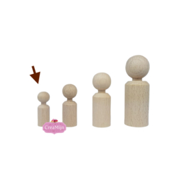 Kegelpoppetje Peg dolls 38x13 met nekje