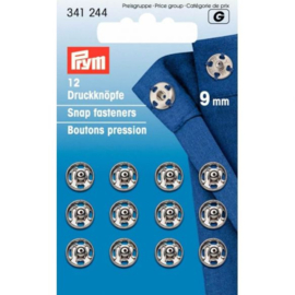 Prym annaaidrukknopen messing 9mm zilver 12 stuks