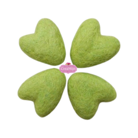 Vilten hartje van 3cm - Zacht groen