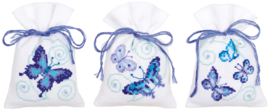 Geurzakje - kruidenzakje Blauwe vlinders  set van 3